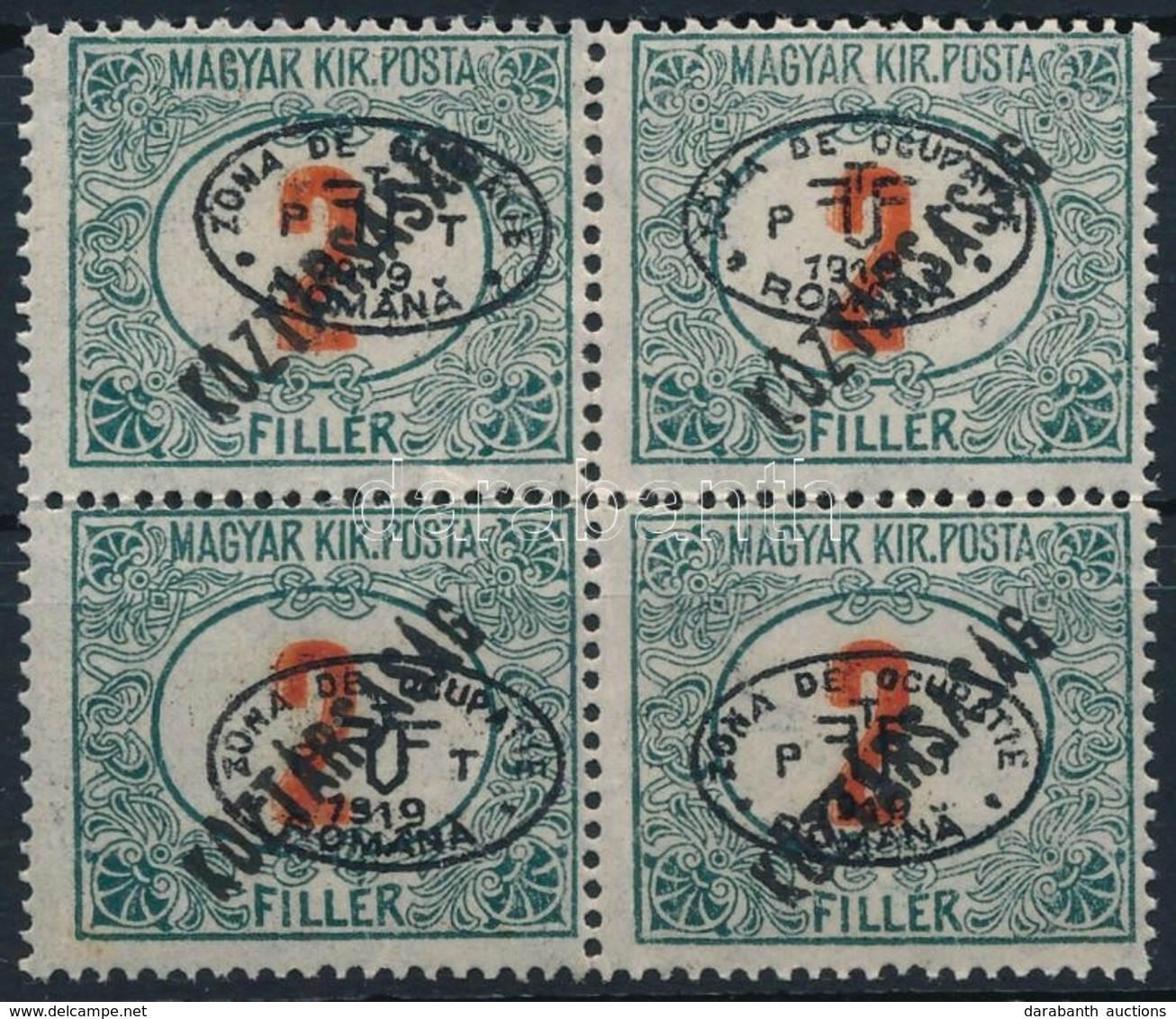 ** Debrecen I. 1919 Portó/Köztársaság 2f Négyestömb Garancia Nélkül (30.000) - Other & Unclassified