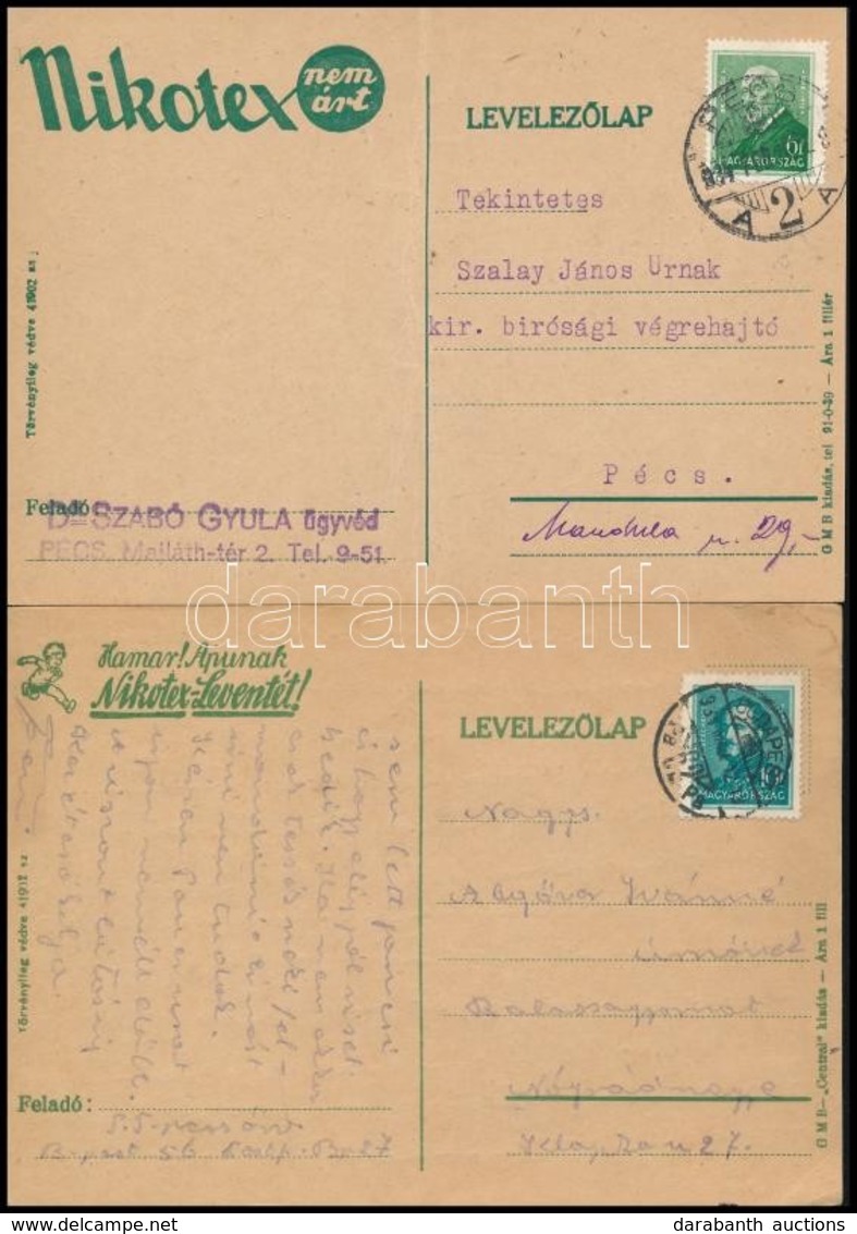 1934 2 Db Reklámos Díjjegyes Levelezőlap - Other & Unclassified