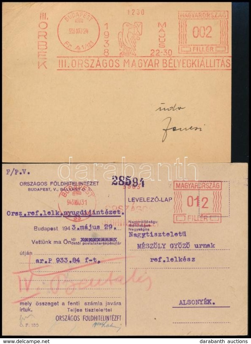 1938-1943 2 Db Levelezőlap Frankotyp Bélyegzéssel - Other & Unclassified