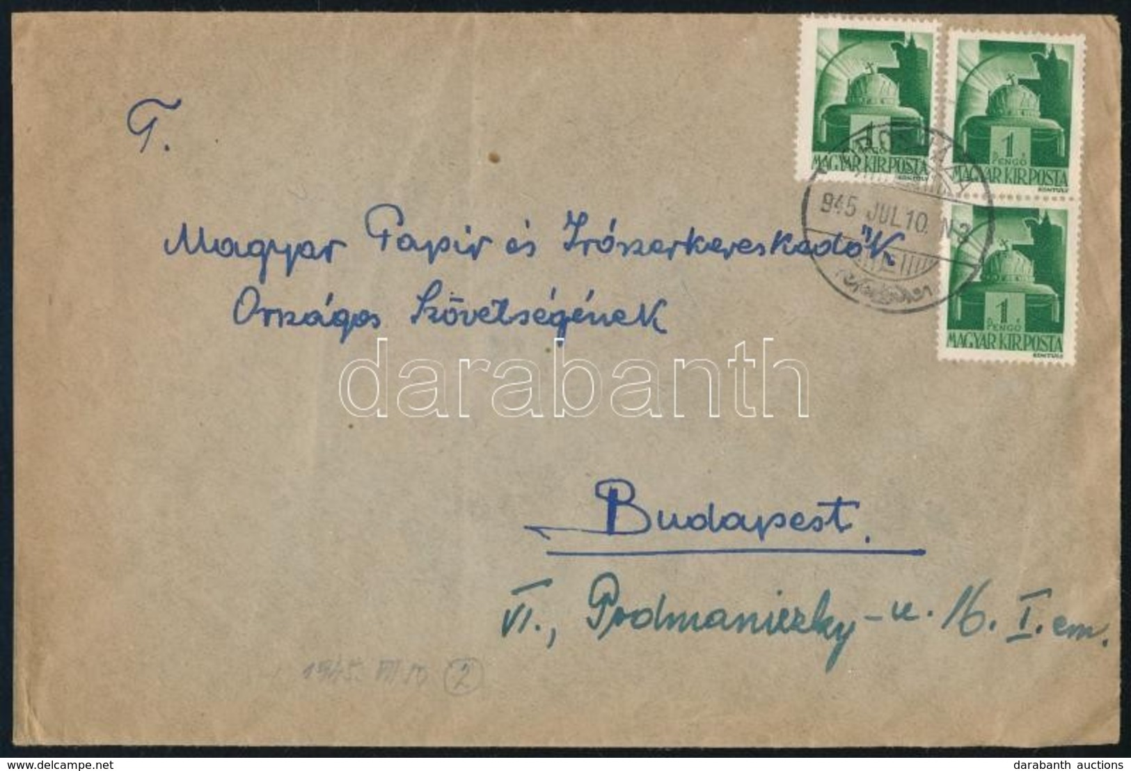 1945 (2. Díjszabás) Távolsági Levél Hadvezérek 3 X 1P Bérmentesítéssel - Other & Unclassified