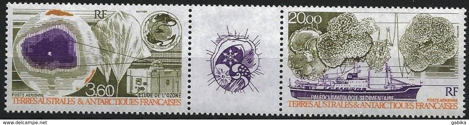 French Southern And Antarctic Territories 1991 Scott C115 - C116 MNH (with Label) Climatological Research, Ozone Hole - Unused Stamps