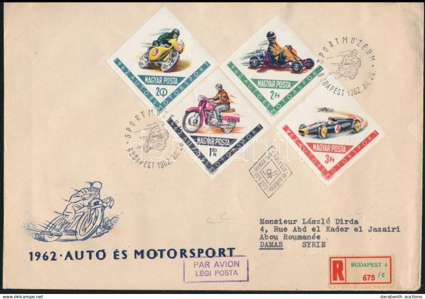 1962 Motorsport Vágott Sor 2 Db Ajánlott, Légi FDC-n - Other & Unclassified