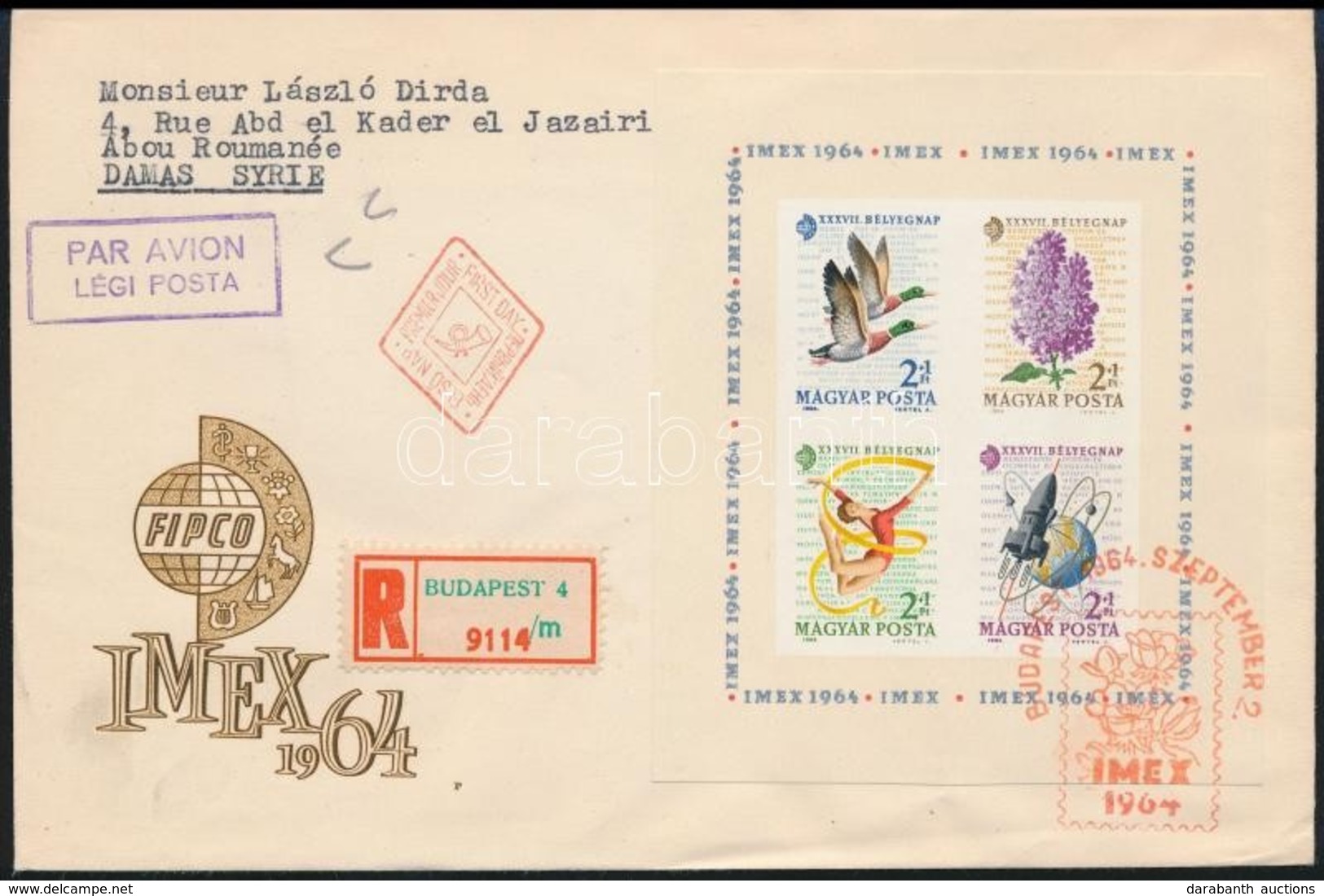 1964 Bélyegnap Vágott Blokk Ajánlott, Légi FDC-n - Other & Unclassified