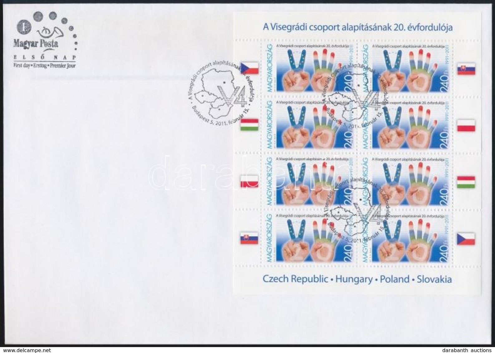 2011 Visegrádi Csoport Kisív FDC-n (Névérték 1.920) - Other & Unclassified