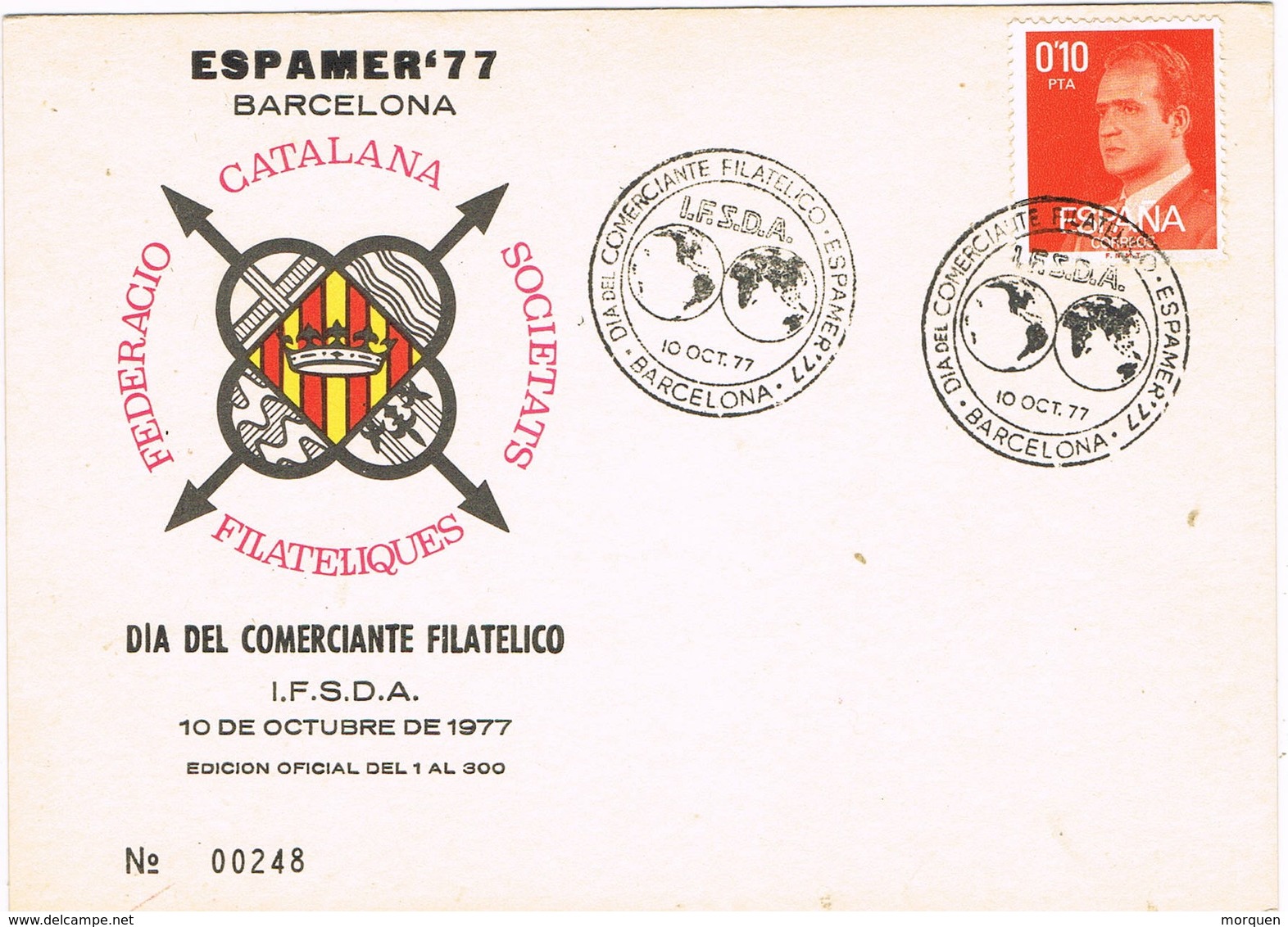 30775. Tarjeta Exposicion BARCELONA 1977. ESPAMER 77, I.F.S.D.A - Cartas & Documentos