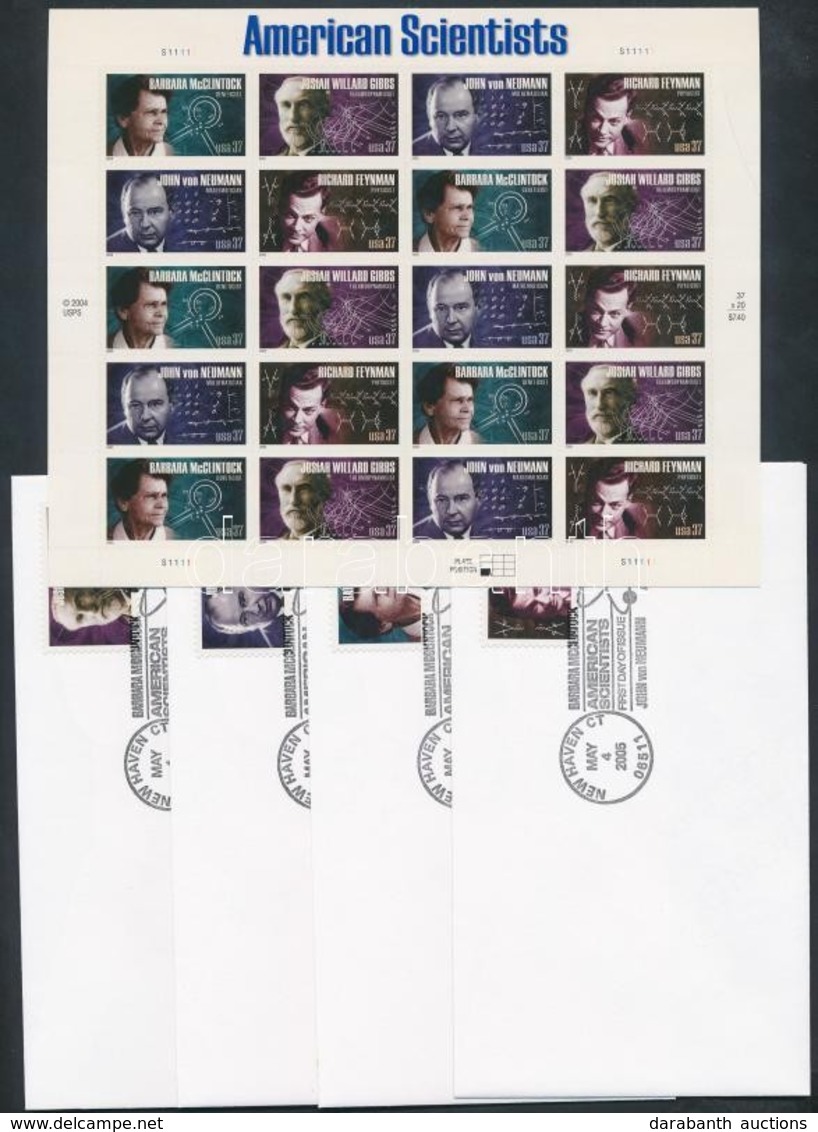 ** 2005 Tudósok öntapadós Kisív + 4 Db FDC Mi 3923-3926 - Other & Unclassified