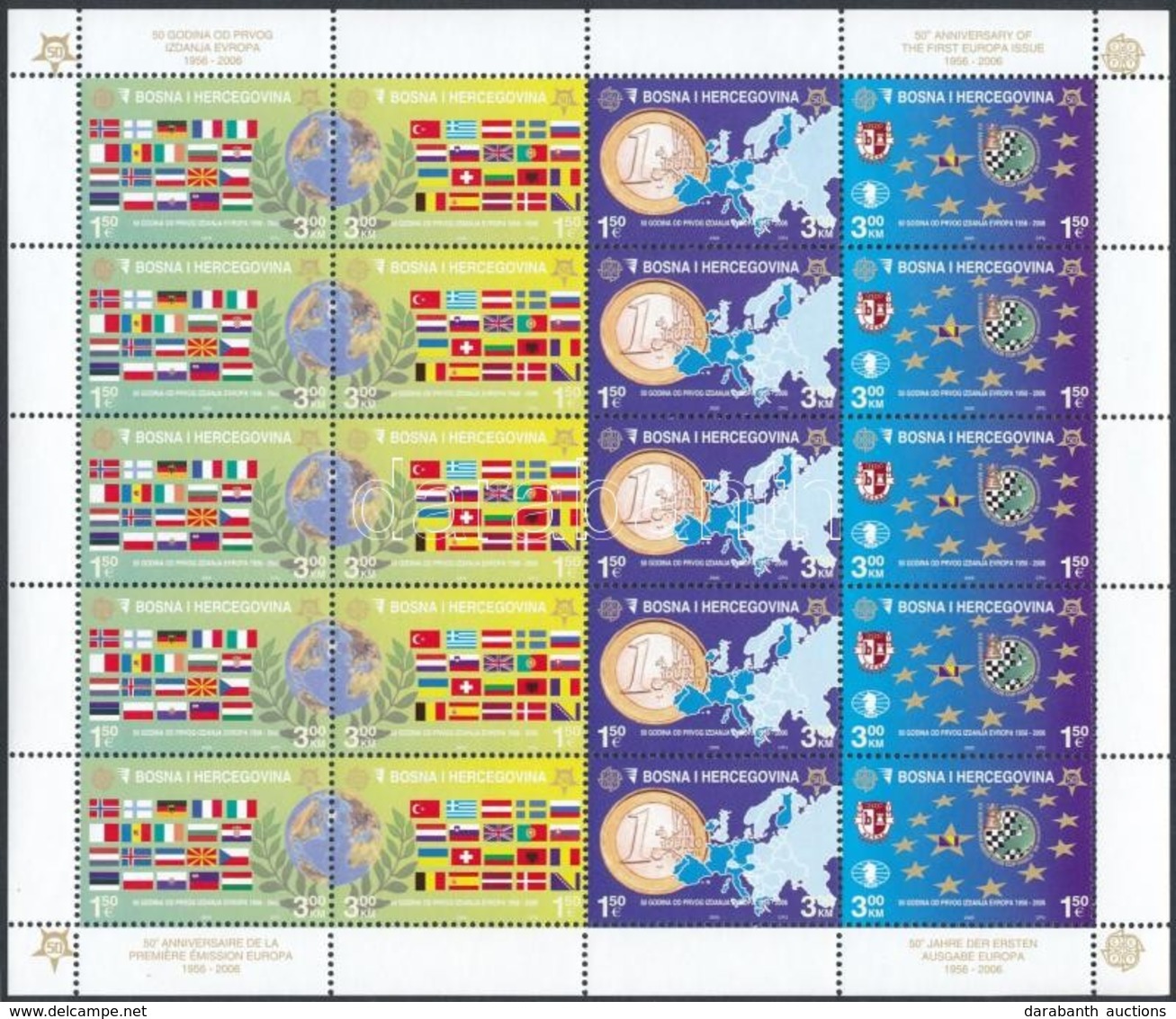 ** 2005 50 éves Az Europa CEPT Bélyeg Kisív Mi 419 A-422 A - Sonstige & Ohne Zuordnung