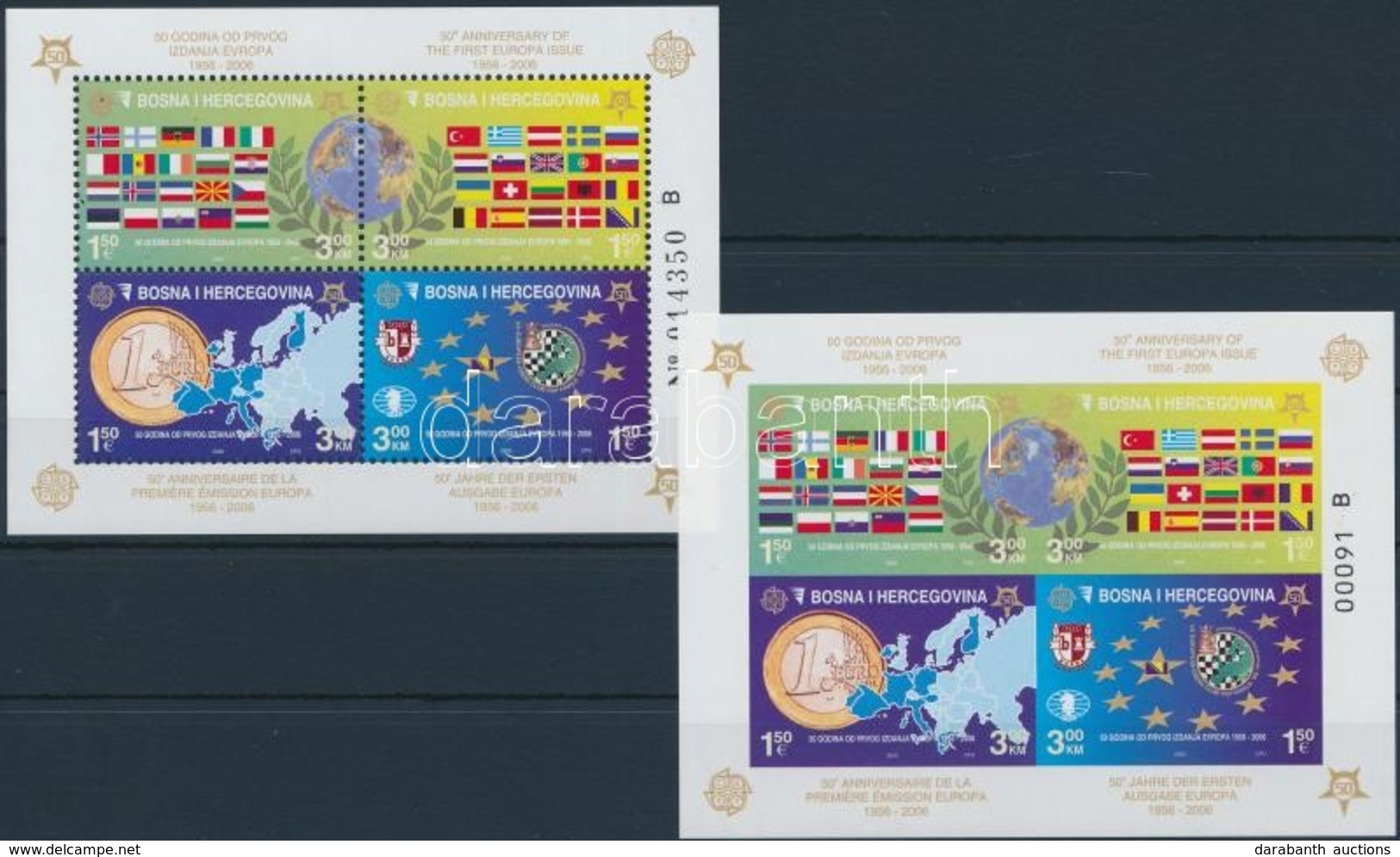 ** 2005 50 éves Az Europa CEPT Fogazott és Vágott Blokk,
Europa CEPT Perforated And Imperforated Block
Mi 27 A + B - Other & Unclassified