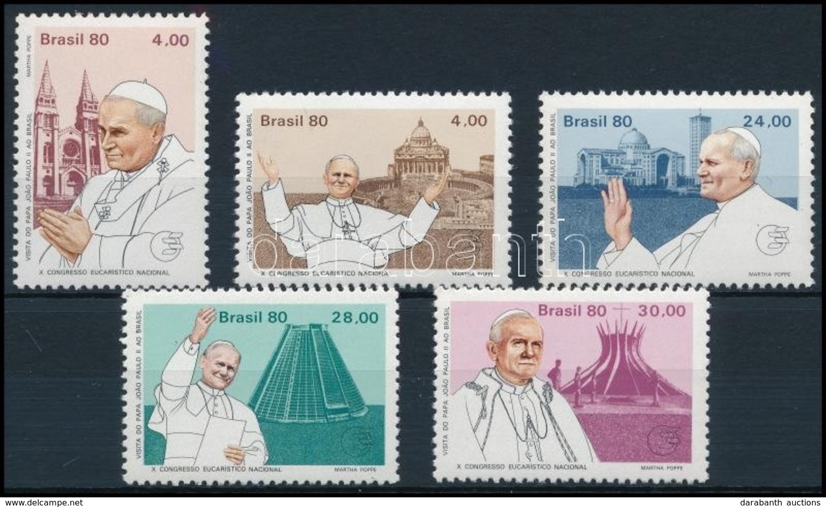 ** 1980 II. János Pál Pápa Sor,
Pope John Paul II Set
Mi 1771-1775 - Other & Unclassified
