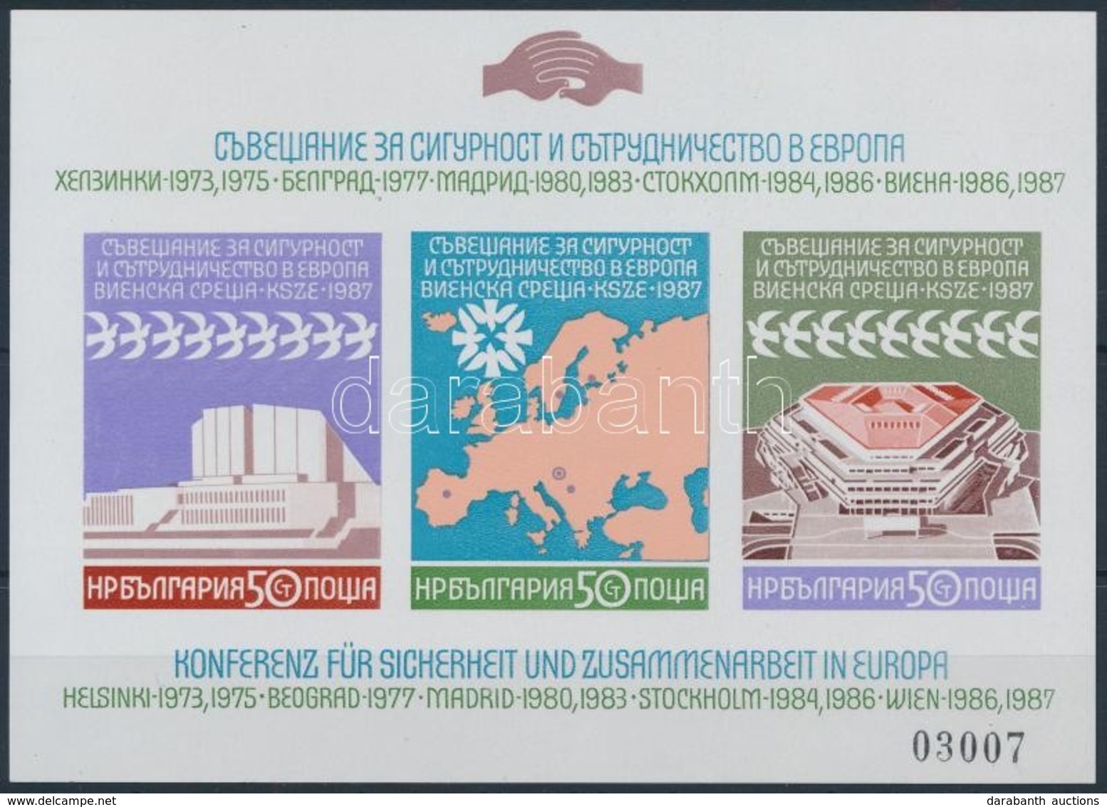 ** 1987 Konferencia Vágott Blokk,
Conference Imperforated Block
Mi 176 B - Sonstige & Ohne Zuordnung