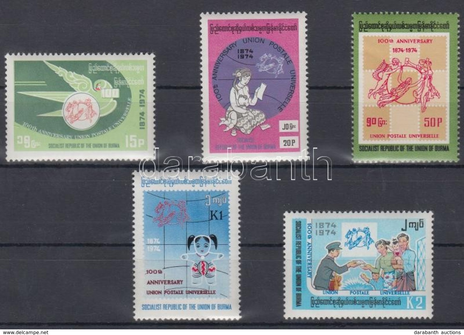 ** 1974 100 éves Az UPU Mi 239-243 - Other & Unclassified