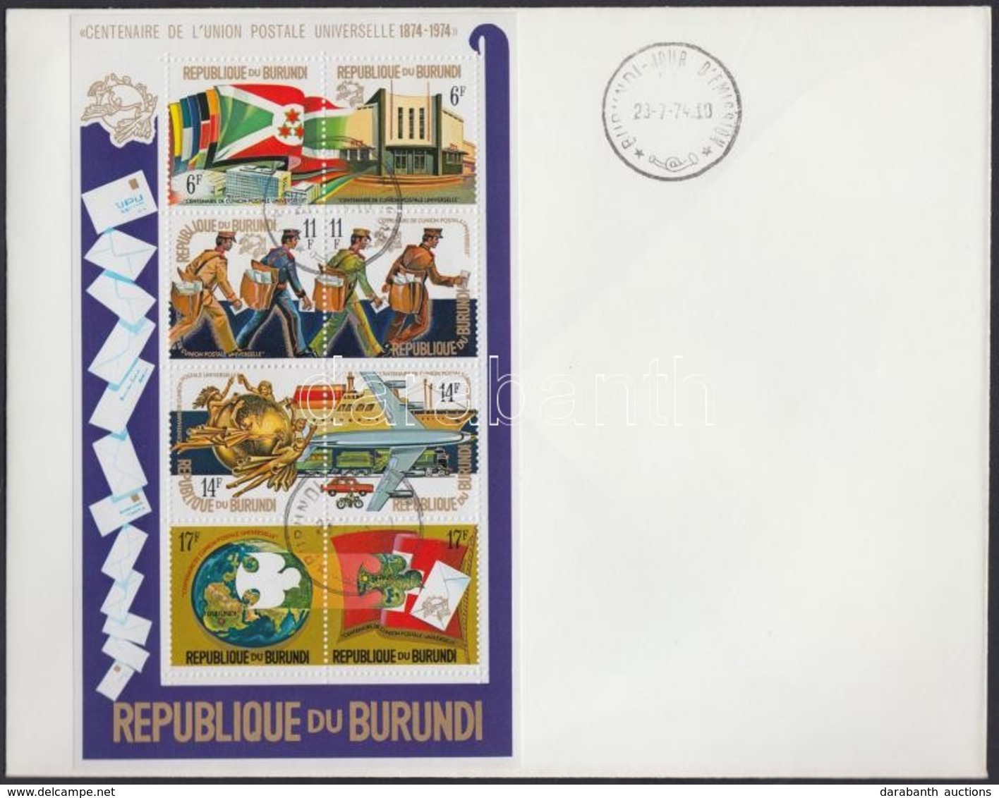 ** 1974 100 éves Az UPU Mi 1069-1084 + Blokk 79-80 Fogazva és Vágva 8 Db FDC-n - Other & Unclassified