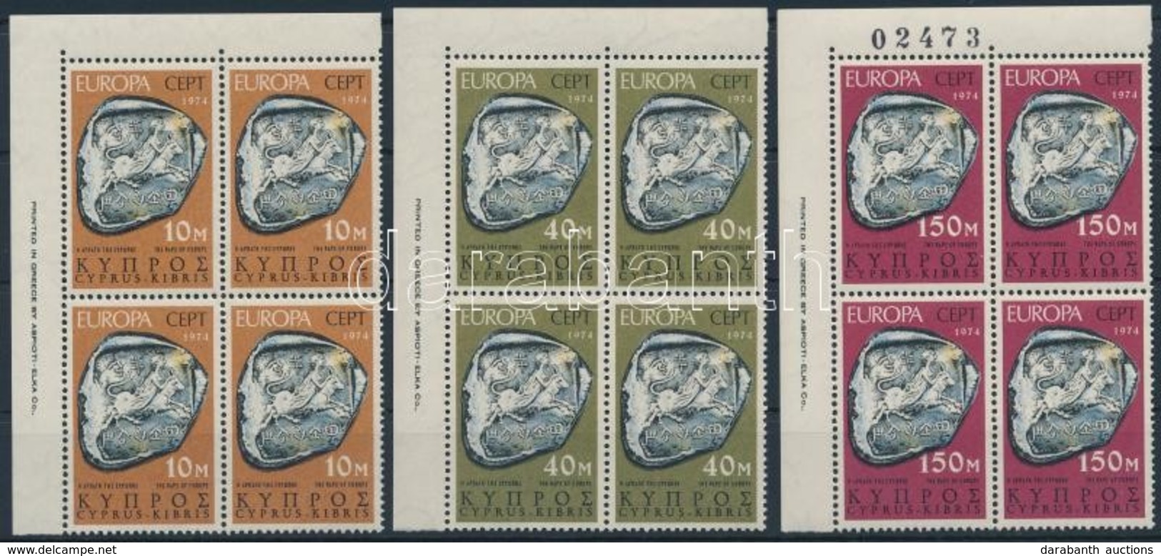 ** 1974 Europa CEPT: Szobrok Sor ívsarki Négyestömbökben,
Europe CEPT: Sculptures Set Corner Blocks Of 4
Mi 409-411 - Other & Unclassified