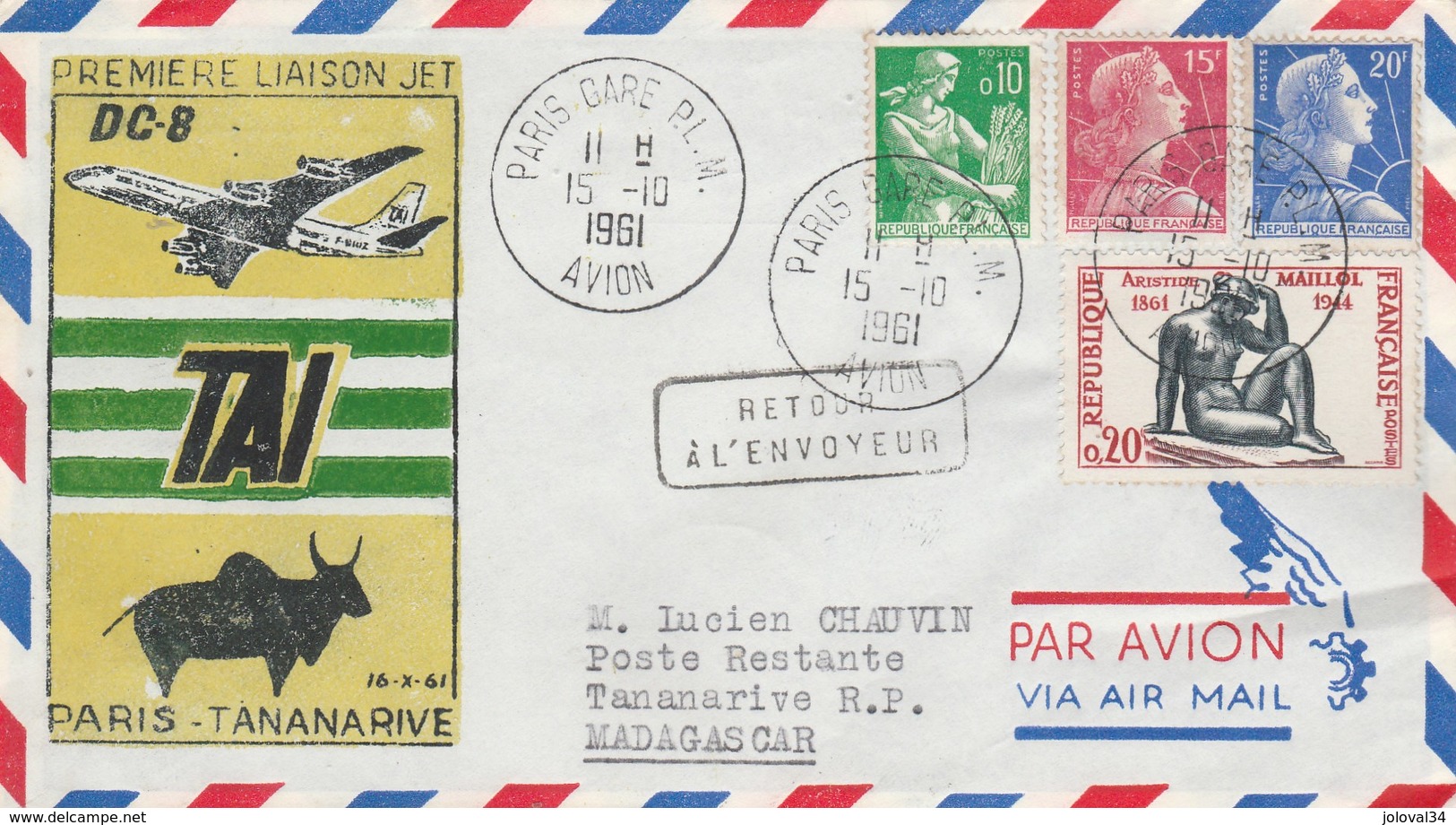 16 Octobre 1961 Première Liaison TAI  - Paris Tananarive Par Jet DC 8 - Avions