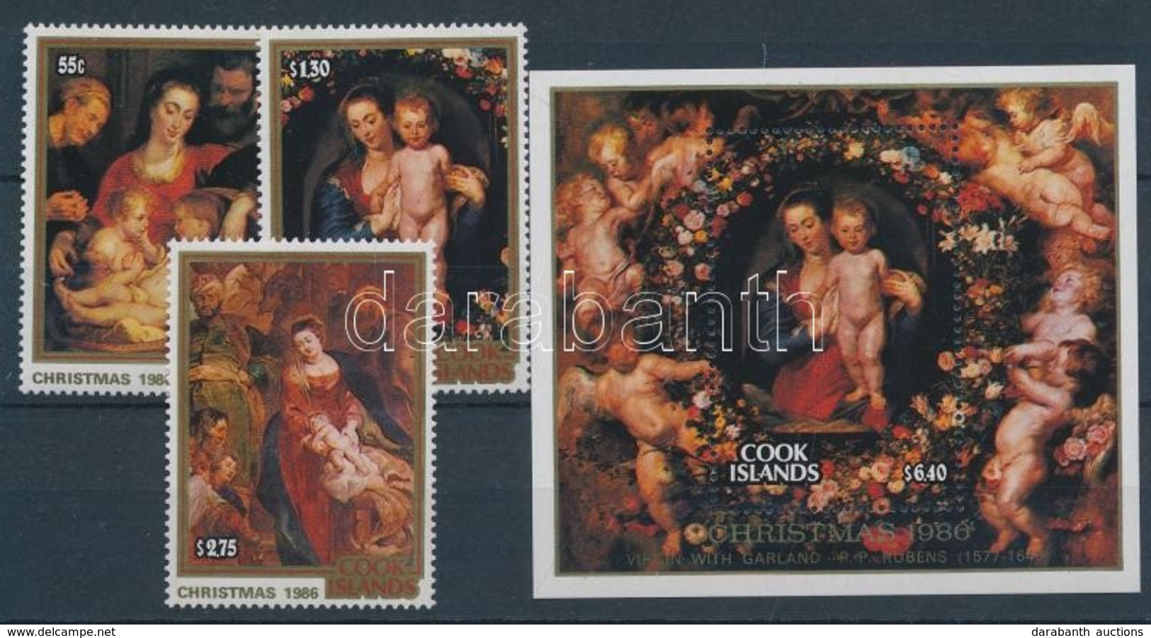 ** 1986 Karácsony, Rubens Festmények Sor Mi 1125-1127 + Blokk 173 - Sonstige & Ohne Zuordnung