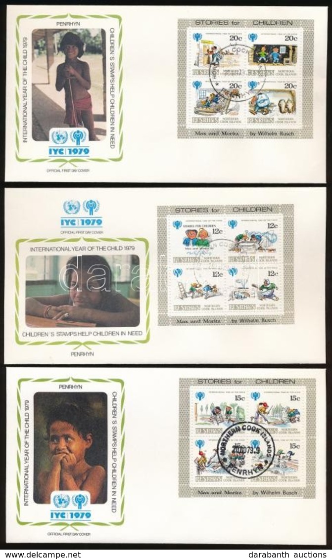 1979 Nemzetközi Gyermekév Blokksor Mi 14-16 I 3 Klf FDC - Other & Unclassified