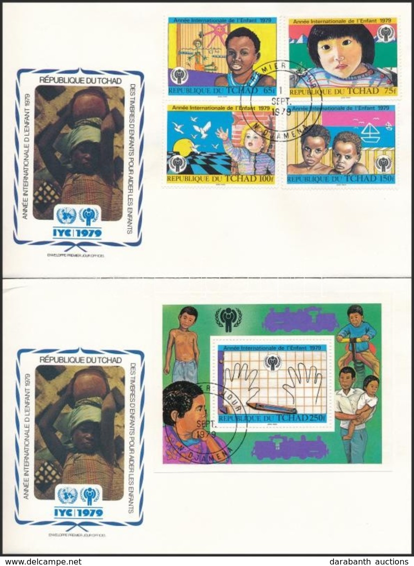 1979 Nemzetközi Gyermekév Sor Mi 856-859 + Blokk Mi 76 2 Db FDC-n - Autres & Non Classés