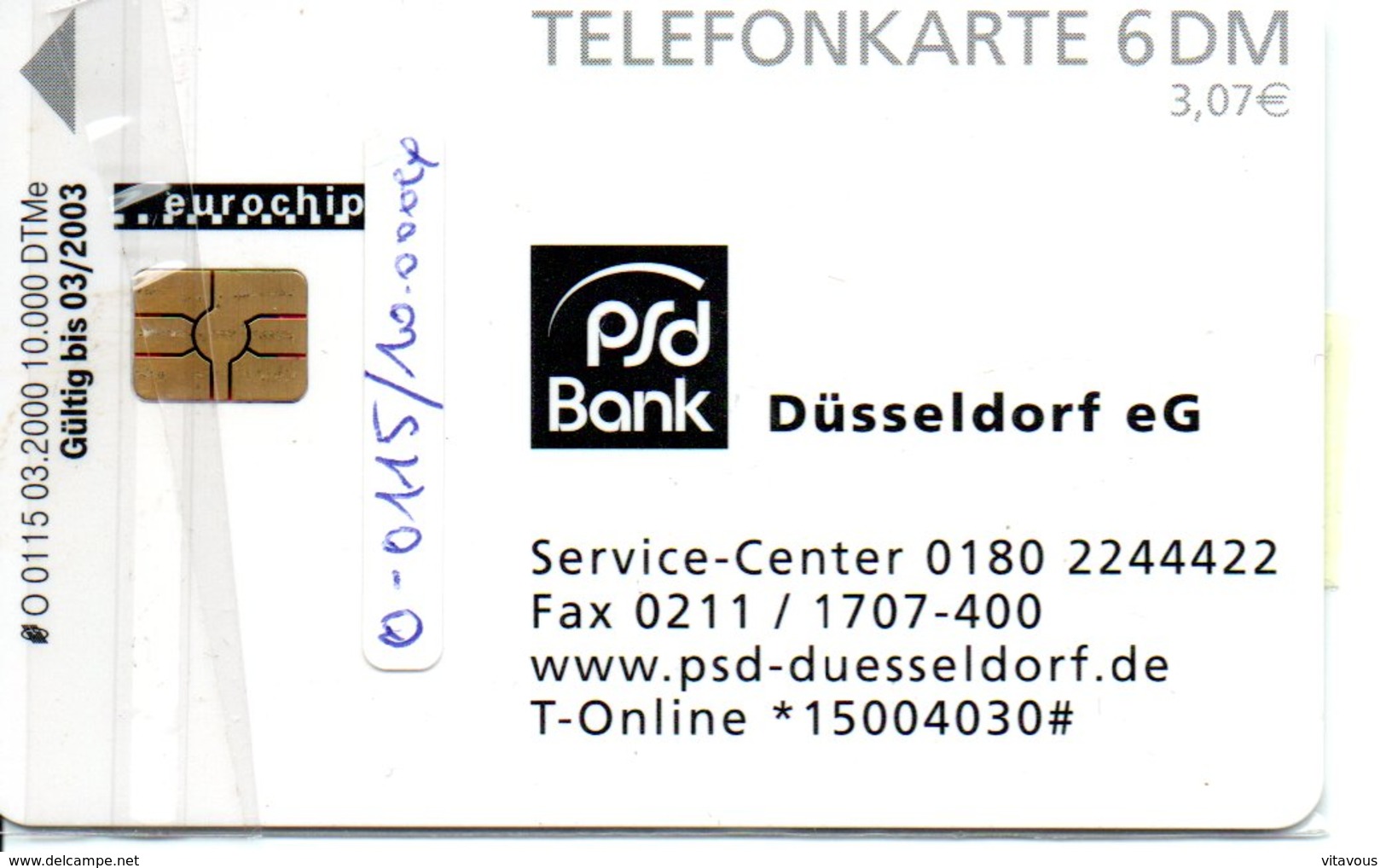 Télécarte Allemagne  O-0115 PSD BANK Banque Phonecard  (G 572) - O-Series : Séries Client