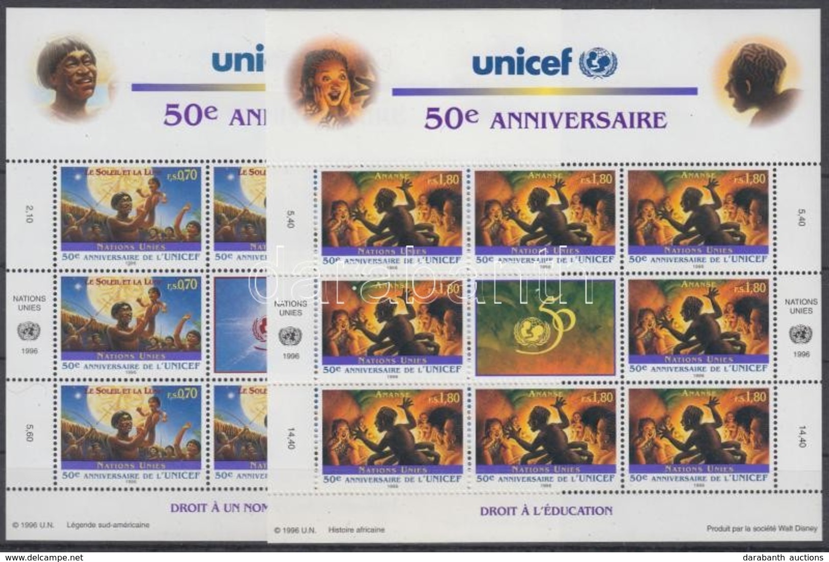 ** 1996 50 éves Az UNICEF Kisívsor Mi 301-302 - Sonstige & Ohne Zuordnung