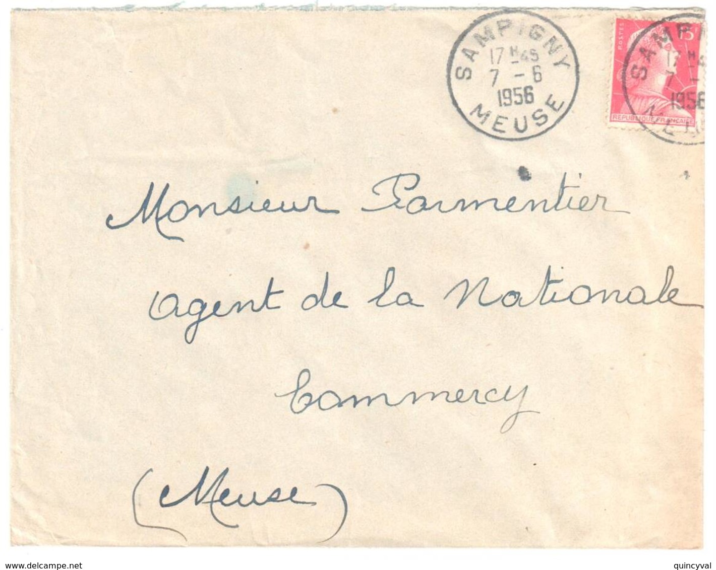 SAMPIGNY Meuse Lettre Ob 7 6 56 15 F Muller Yv 1011 - Brieven En Documenten