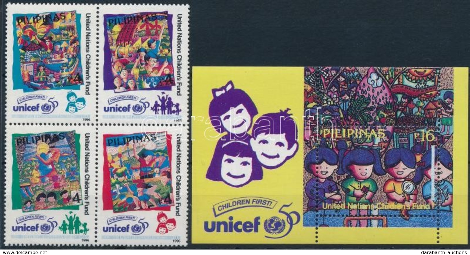 ** 1996 UNICEF Négyestömb Mi 2729-2732 + Blokk Mi 104 - Other & Unclassified