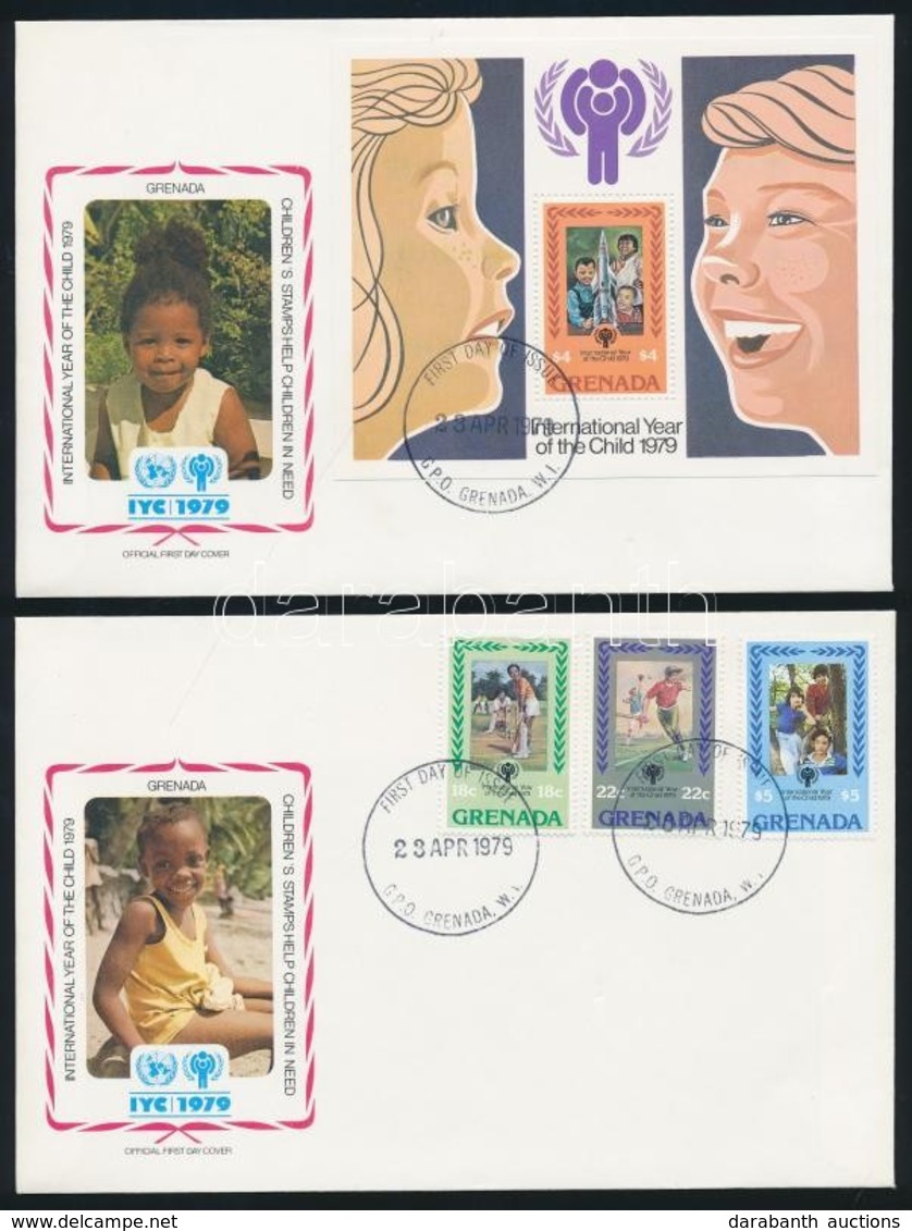 1979 A Gyerekek éve Sor és Blokk FDC-n Mi 963-965 + 82 - Other & Unclassified