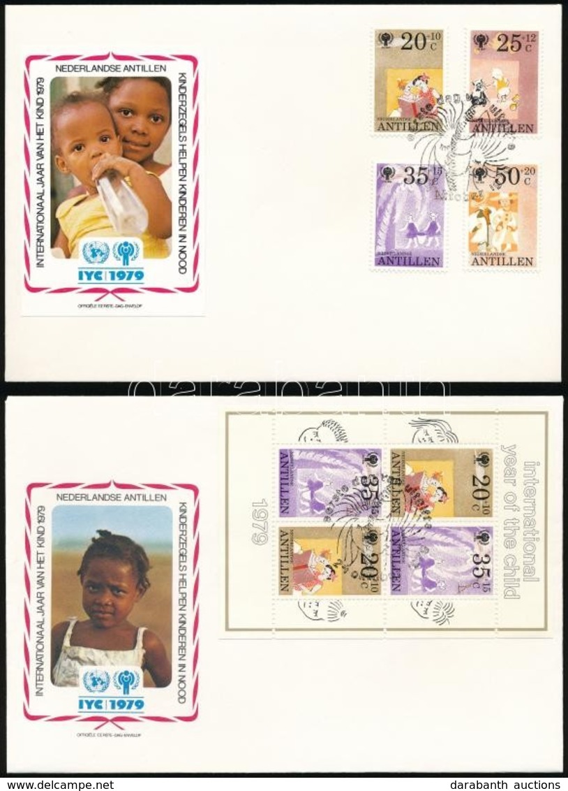 1979 Nemzetközi Gyermekév Sor Mi 401-404 + Blokk Mi 11 2 Db FDC-n - Sonstige & Ohne Zuordnung