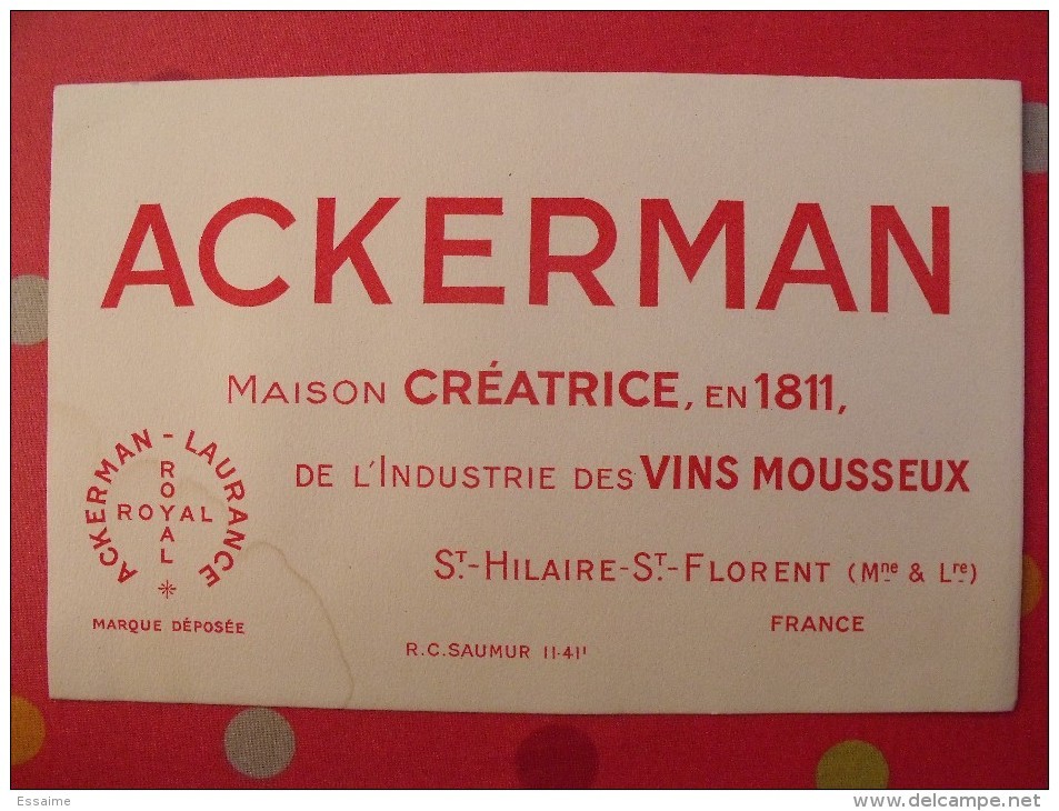 Buvard Ackerman Laurance. Vins Mousseux. St Hilaire St Florent Saumur. Vers 1950. - A