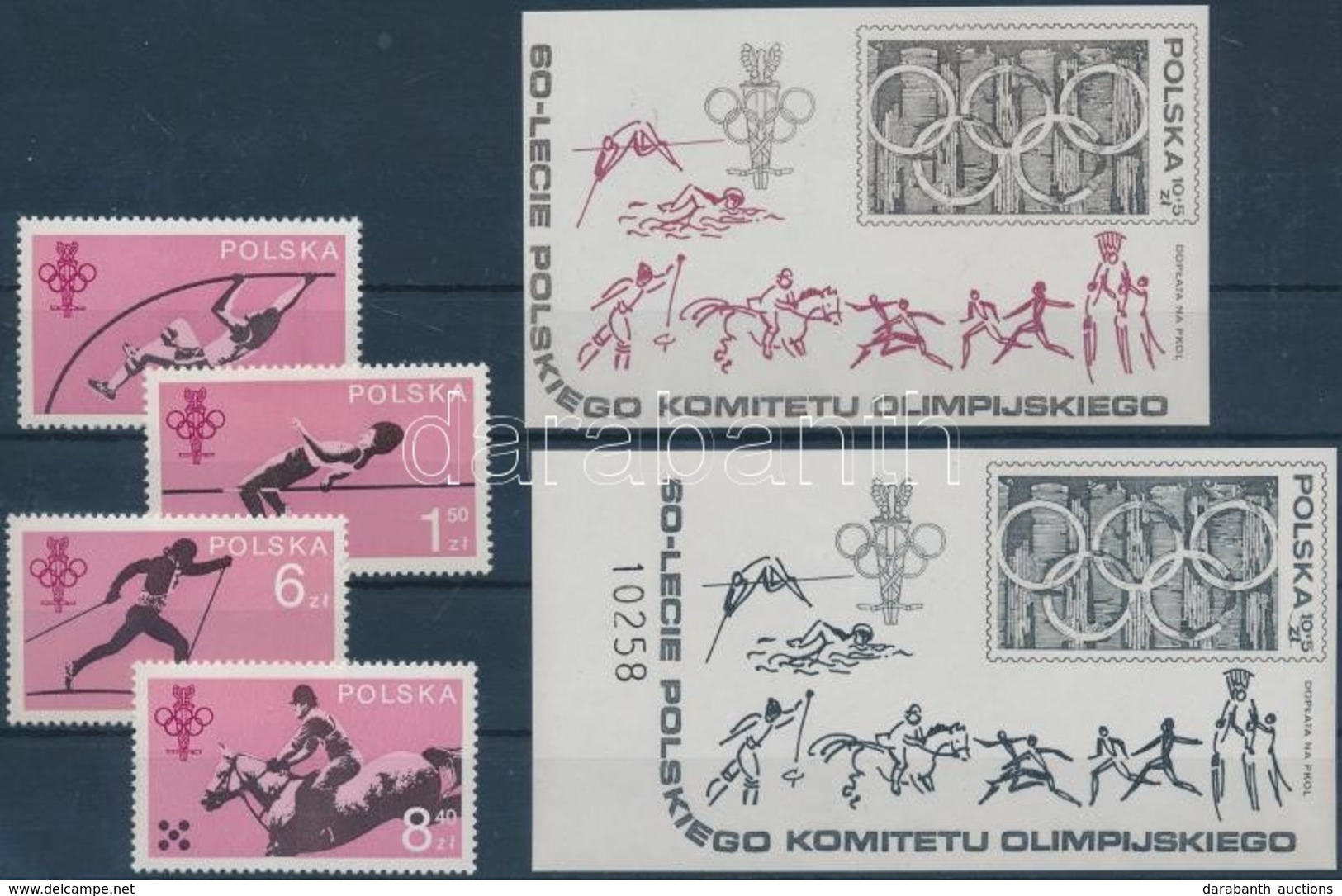 ** 1979 60 éves A Lengyel Olimpiai Bizottság Sor Mi 2612-2615 + Sima és Feketenyomat Blokk Mi 74 - Other & Unclassified