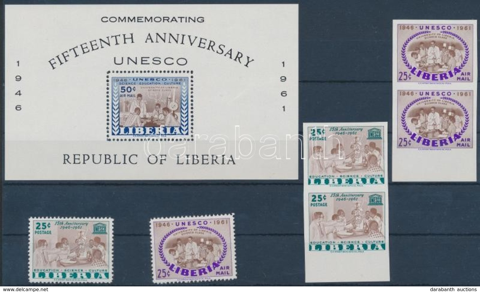 ** * 1961 UNESCO Falcos Fogazott Sor + 2 ívszéli Vágott Pár Mi 564-565 + Fogazott Blokk Mi 20 - Sonstige & Ohne Zuordnung