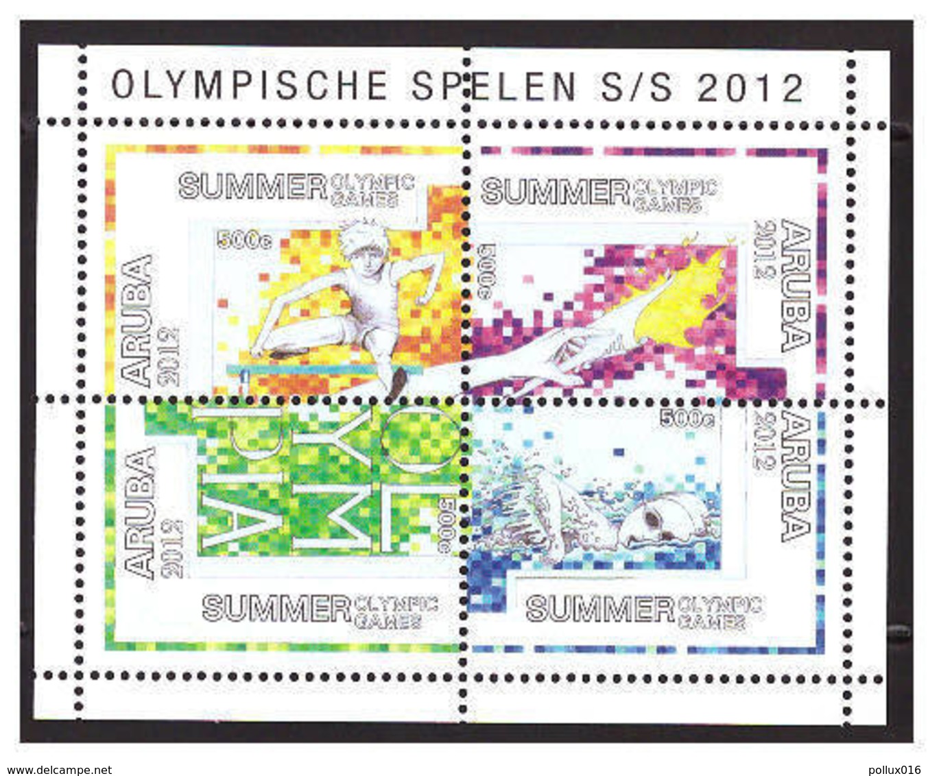 Aruba 2012 Olympic Games Swimming S/S MNH - Curazao, Antillas Holandesas, Aruba