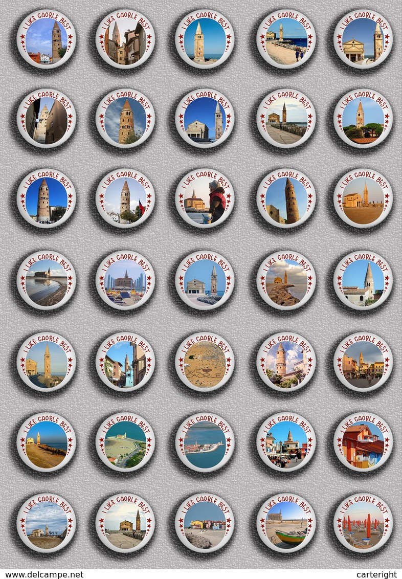 35 X Caorle Italy Tour PIN's (1inch/25mm Diameter) SET - Ciudades