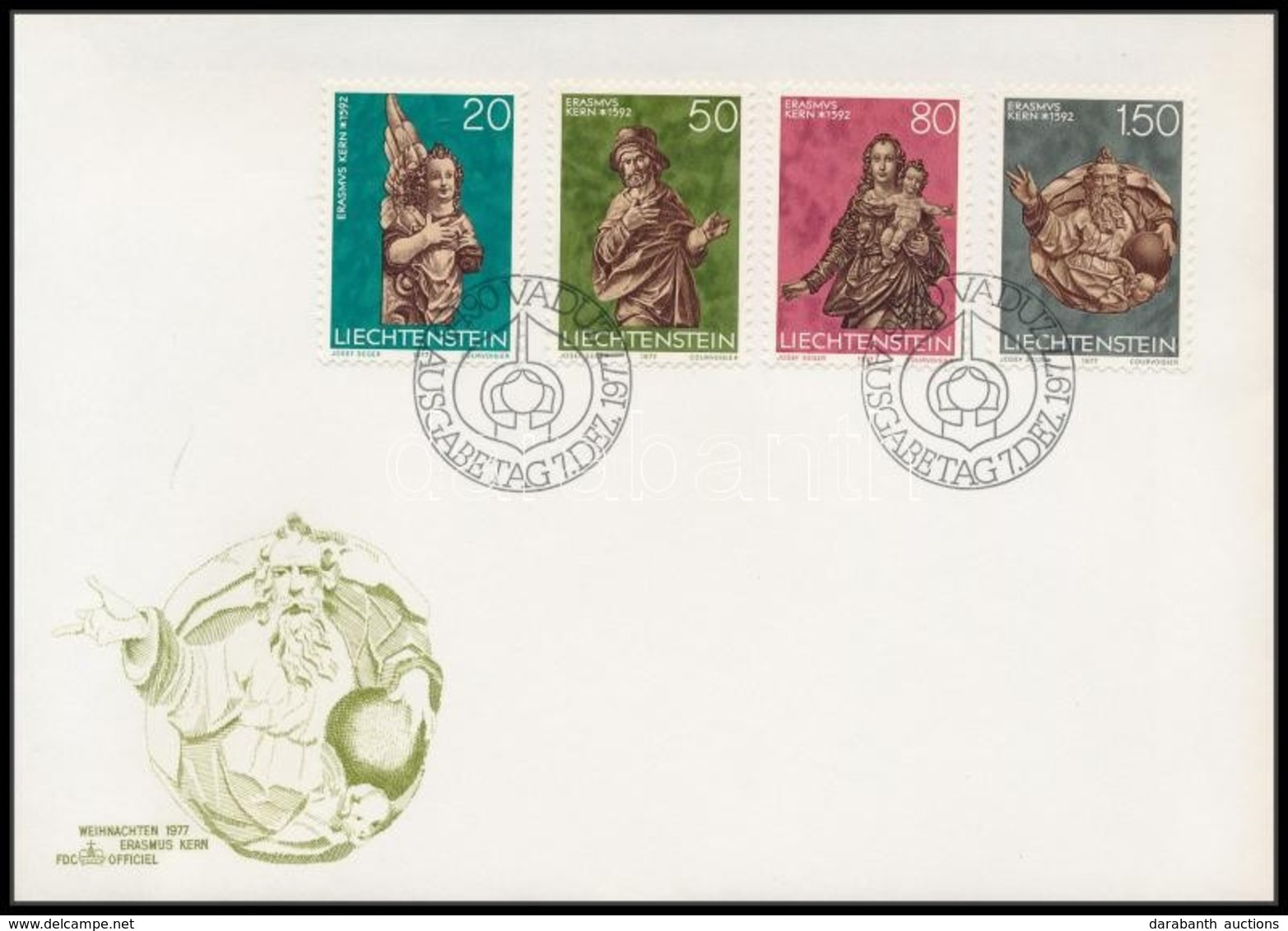 ** 1977 Karácsony: Szobrok ívszéli Sor Mi 688-691+ FDC - Other & Unclassified