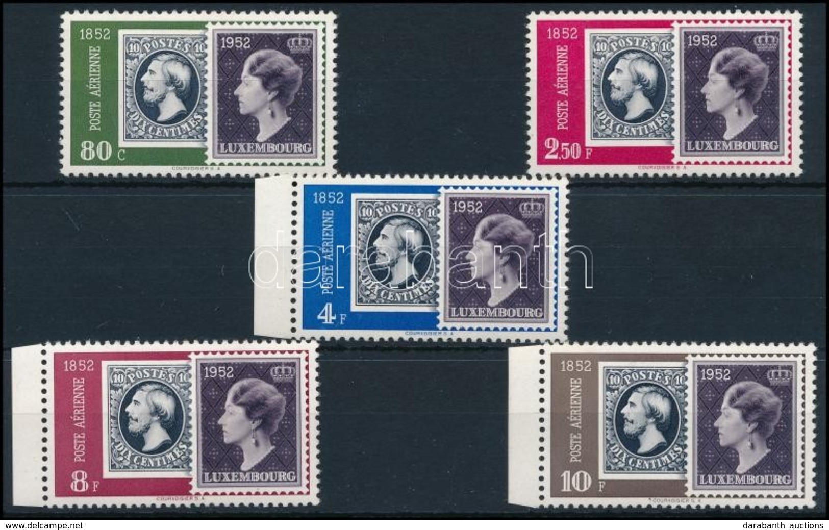 ** 1952 100 éves A Luxemburgi Bélyeg Sor,
Centenary Of The Luxembourg Stamp Set
Mi 490-494 - Other & Unclassified