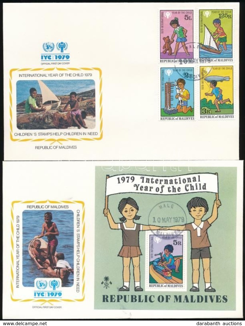 1979 Nemzetközi Gyermekév Sor Mi 822-825 + Blokk Mi 57 2 Db FDC-n - Other & Unclassified