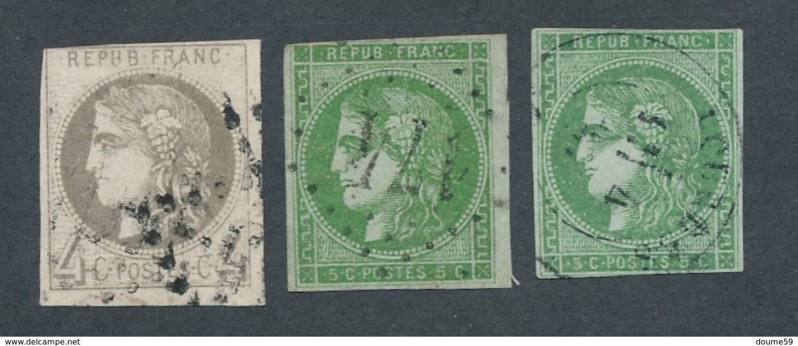 N-274: FRANCE: Lot "BORDEAUX" Avec N°41B(court)-42B(2) Courts - 1870 Ausgabe Bordeaux