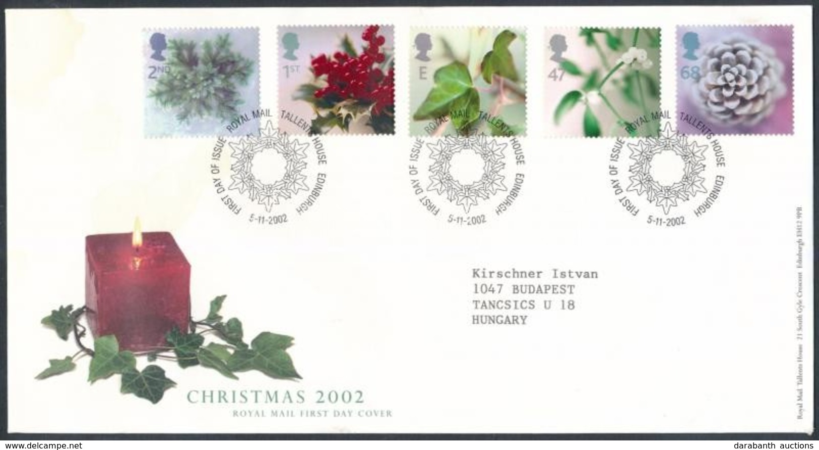 2002 Karácsony Sor Mi 2058-2062 FDC-n - Sonstige & Ohne Zuordnung