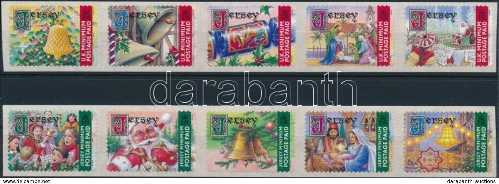 ** 2001 Karácsony Sor öntapadós ötöscsíkokban Mi 1002-1011 II - Other & Unclassified