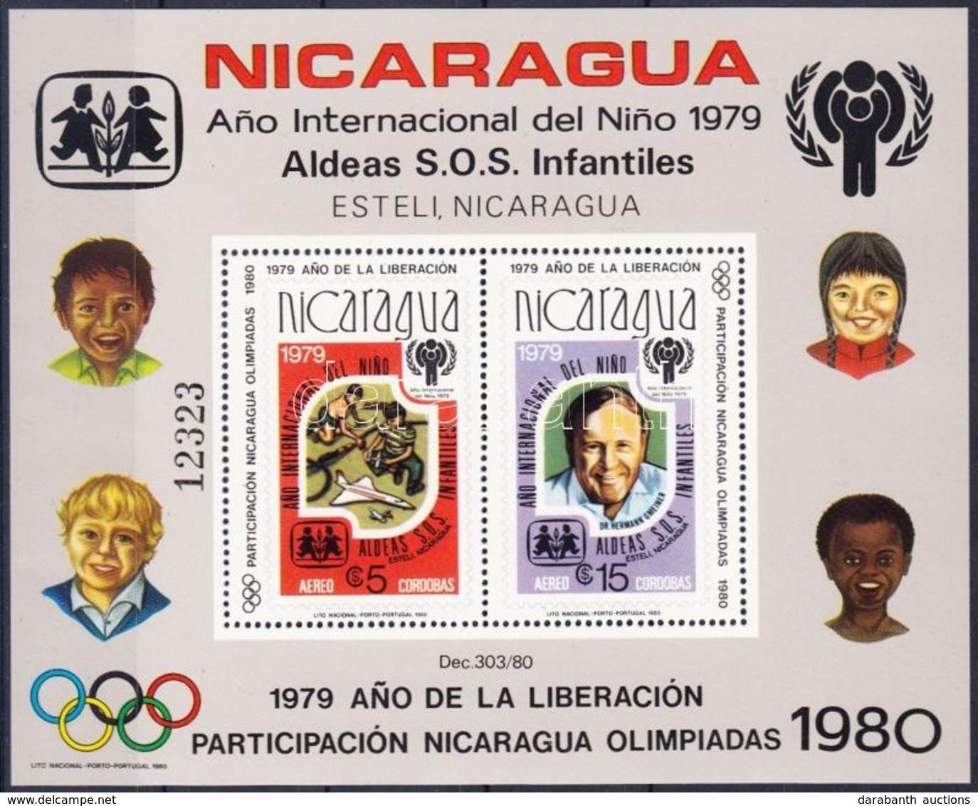 ** 1980 Nicaragua Részt Vesz Az Olimpián; Nemzetközi Gyermek év Blokk Mi 110 A - Sonstige & Ohne Zuordnung