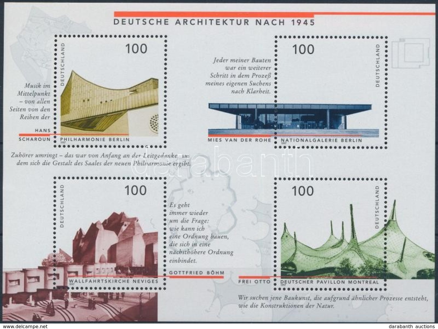 ** 1997 Modern Német építészet Blokk,
Modern German Architecture Block
Mi 37 - Sonstige & Ohne Zuordnung
