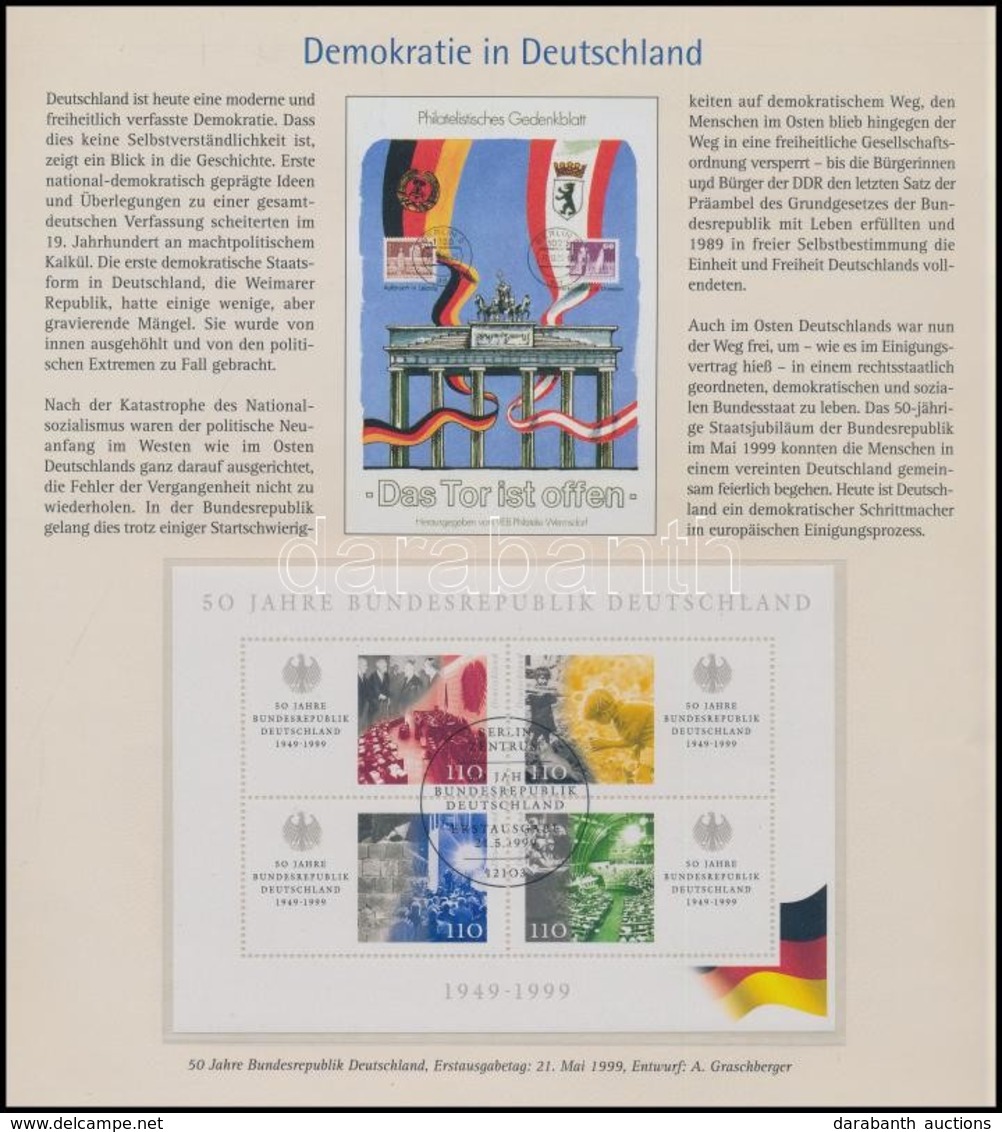 O 1999 50 éves A Német Szövetségi Köztársaság Blokk Elsőnapi Bélyegzéssel Mi 49 - Other & Unclassified
