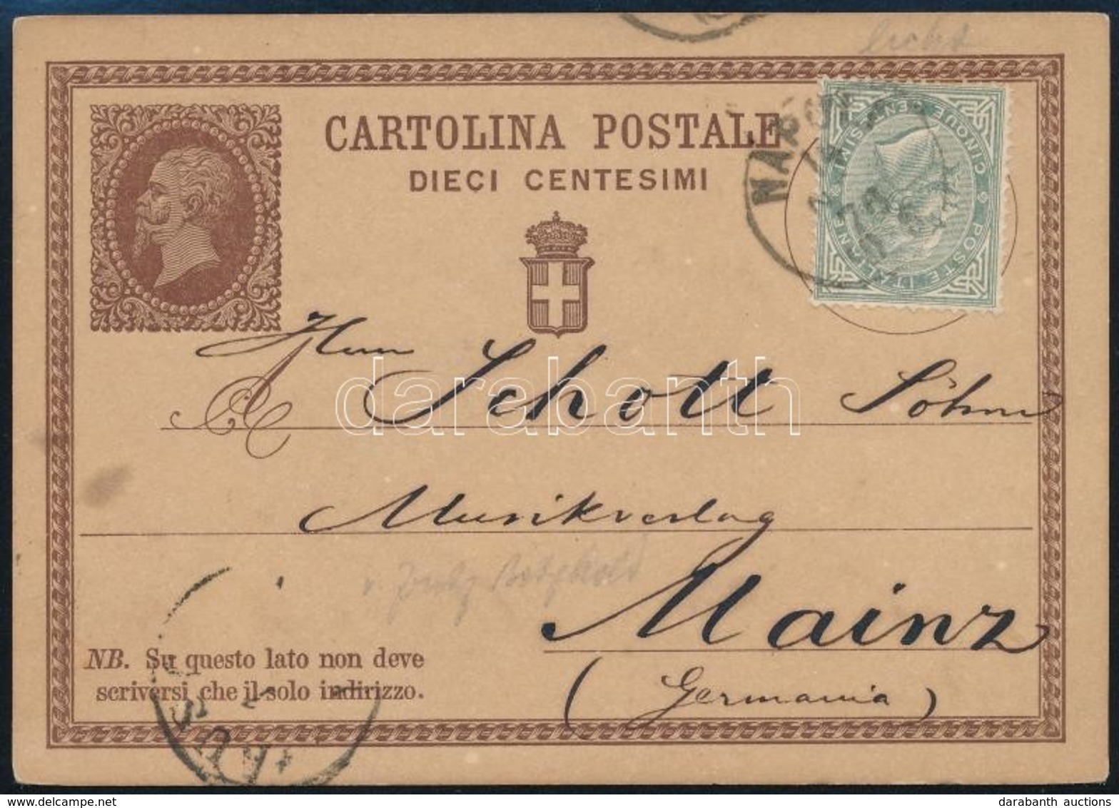 1876 Díjjegyes Levelezőlap Kiegészítéssel Németországba / PS-card With Additional Franking To Germany - Other & Unclassified