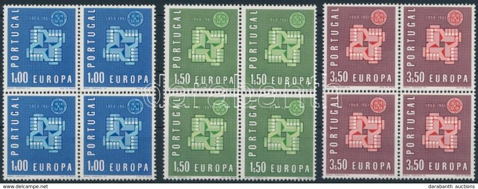 ** 1961 Europa CEPT Sor Négyestömbökben,
Europe CEPT Set Blocks Of 4
Mi 907-909 - Other & Unclassified