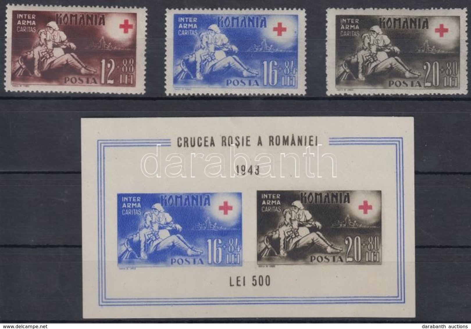 ** 1943 Vöröskereszt Sor Mi 757-759 + Blokk 20 - Sonstige & Ohne Zuordnung