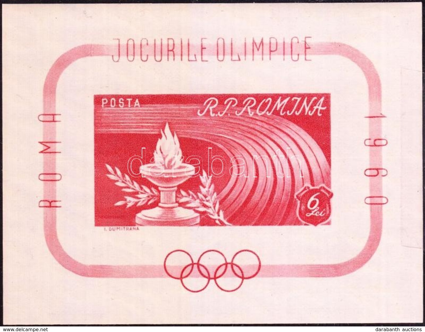 ** Románia 1960 Római Olimpia Vágott Blokk Mi 47 - Other & Unclassified