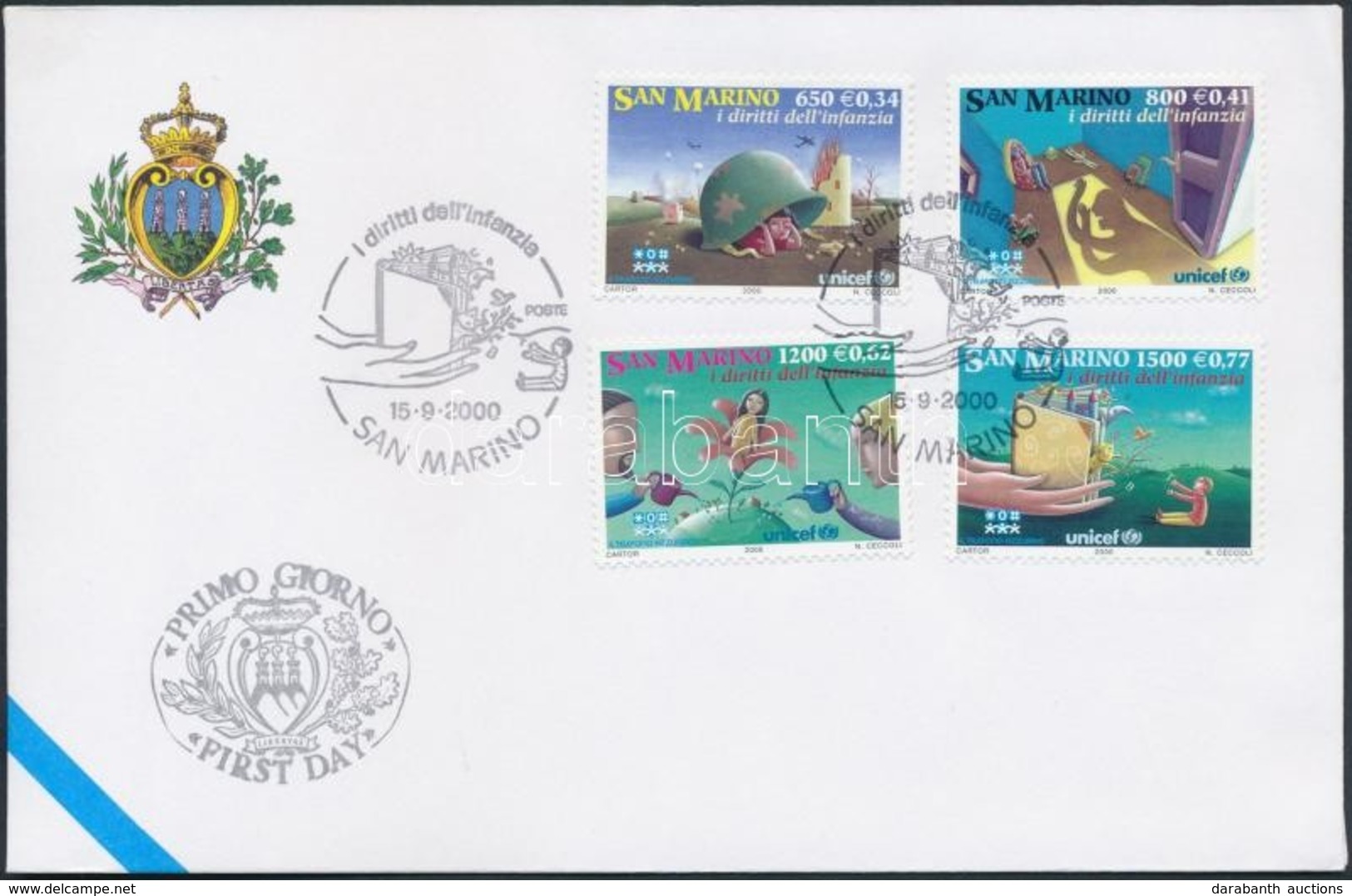 2000 Gyermekjogi Egyesület Sor Mi 1905-1908 FDC-n - Sonstige & Ohne Zuordnung