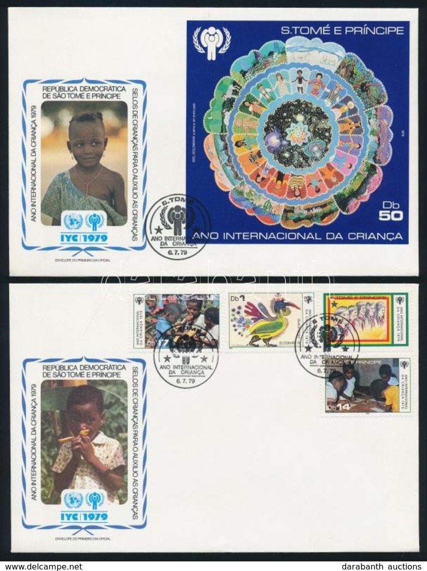 1979 Nemzetközi Gyermekév Sor és Blokk FDC-n Mi 579-582 + 34 - Other & Unclassified