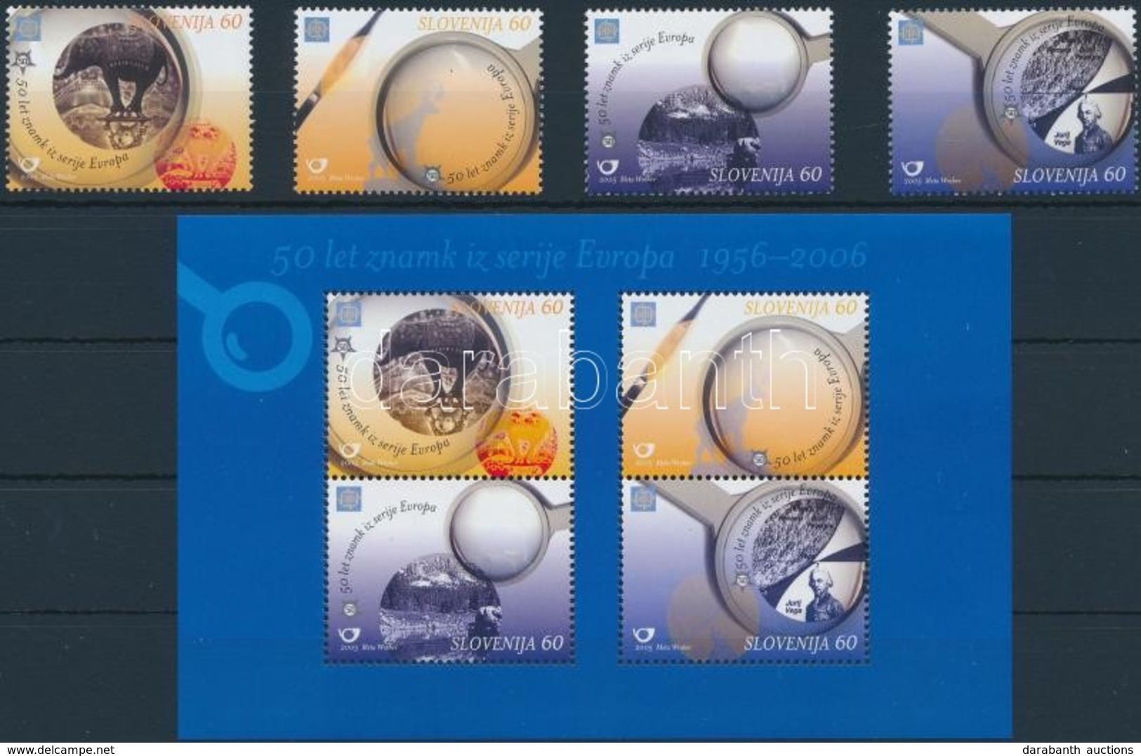 ** 2005 50 éves Az Europa CEPT Sor + Blokk,
50th Anniversary Of Europe CEPT Set + Block
Mi 543-546 + Mi 23 - Sonstige & Ohne Zuordnung