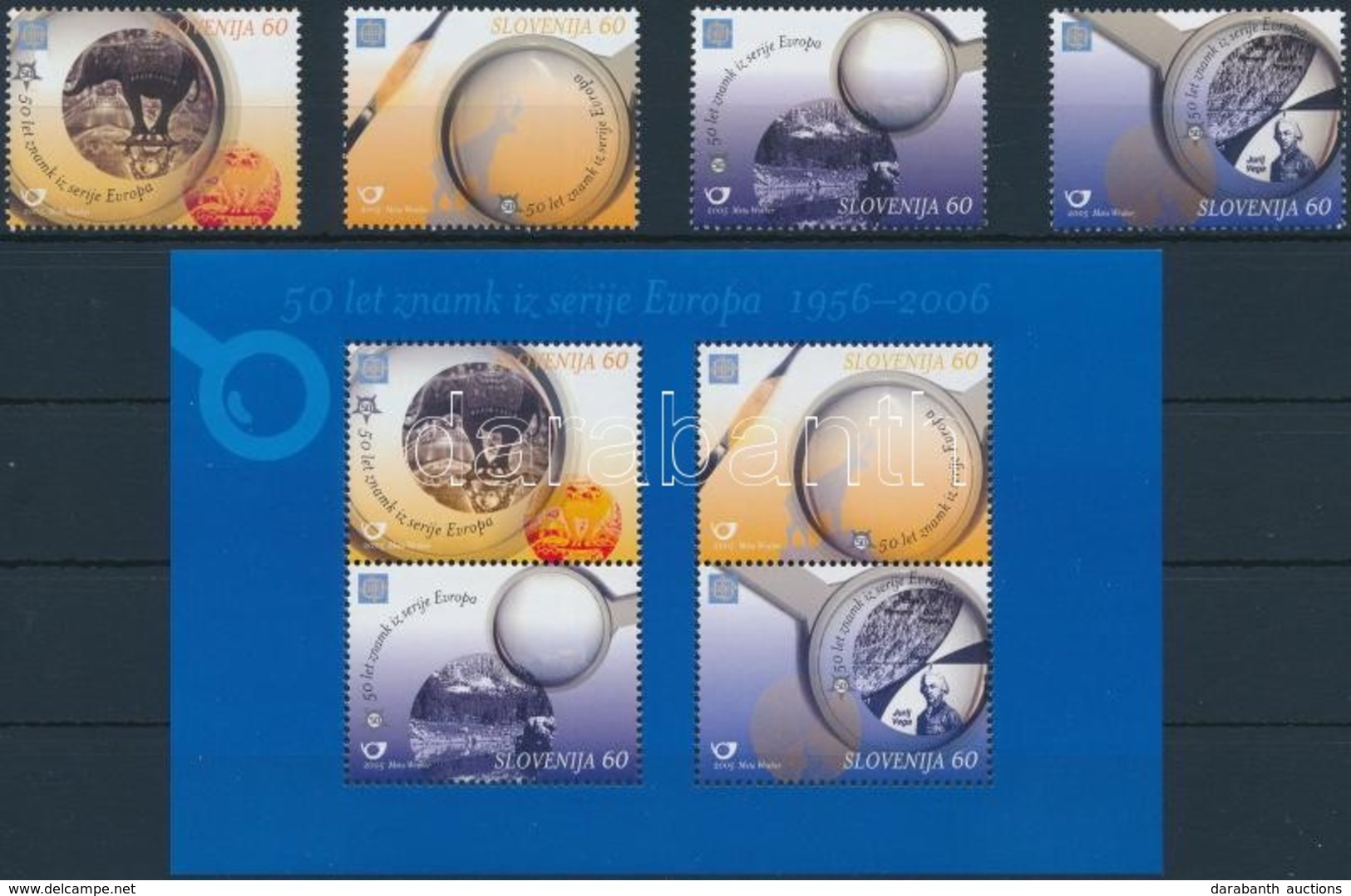 ** 2005 50 éves Az Europa CEPT Sor + Blokk,
50th Anniversary Of Europe CEPT Set + Block
Mi 543-546 + Mi 23 - Sonstige & Ohne Zuordnung