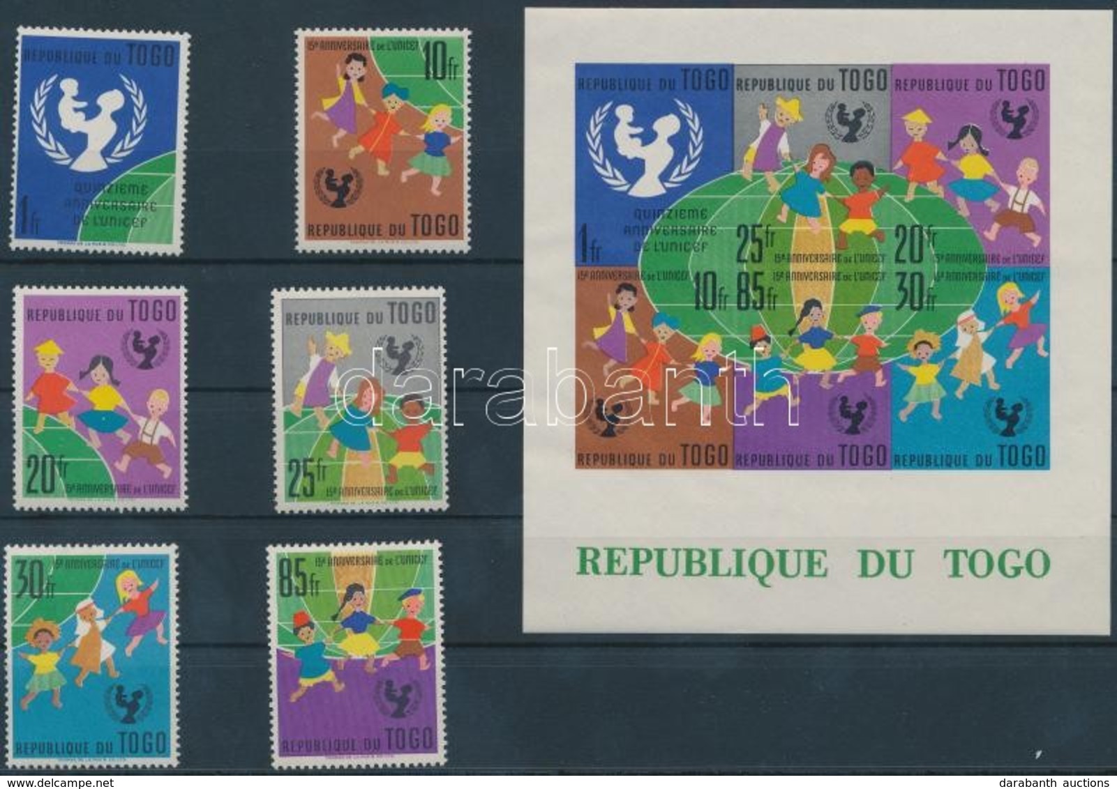 ** 1961 UNICEF Sor Mi 329-334 + Blokk 7 - Other & Unclassified